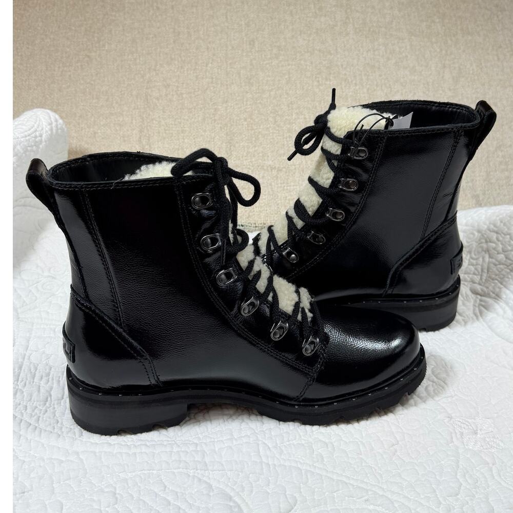 NWT Sorel Women's 10 Lennox Lace Cozy Waterproof Patent Leather Lambswool Boot - Picture 11 of 12